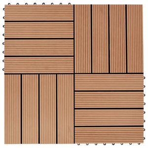 VidaXL 22 st Terrastegels 30x30 cm 2 m² HKC teakkleur
