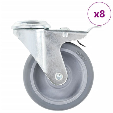 Vidaxl 8 st zwenkwielen met boutgaten 100 mm