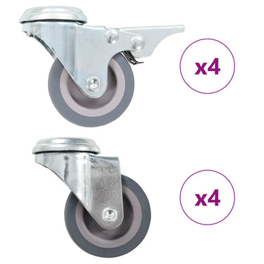 Vidaxl 8 st zwenkwielen met boutgaten 50 mm