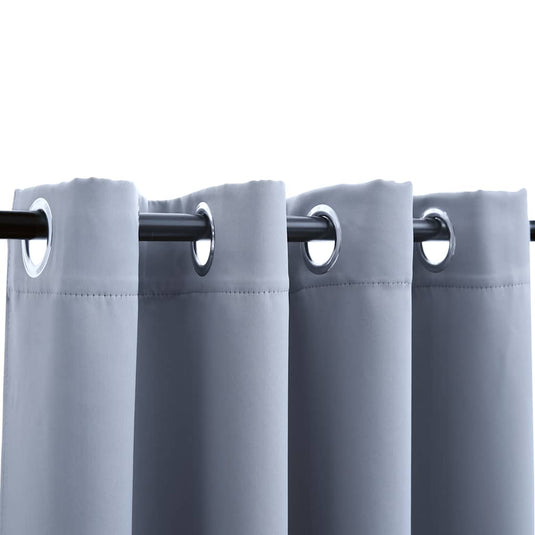 Vidaxl gordijn verduisterend met metalen ringen 2 st 140x175 cm grijs