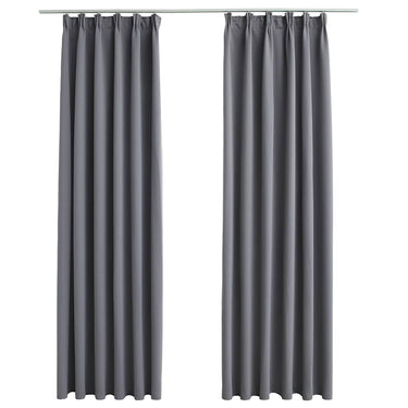 Vidaxl gordijnen verduisterend met haken 2 st 140x245 cm grijs