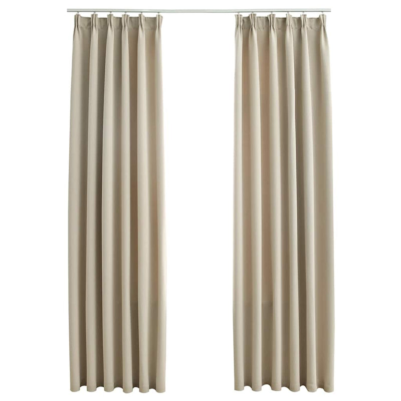 Load image into Gallery viewer, Vidaxl gordijnen verduisterend met haken 2 st 140x175 cm beige
