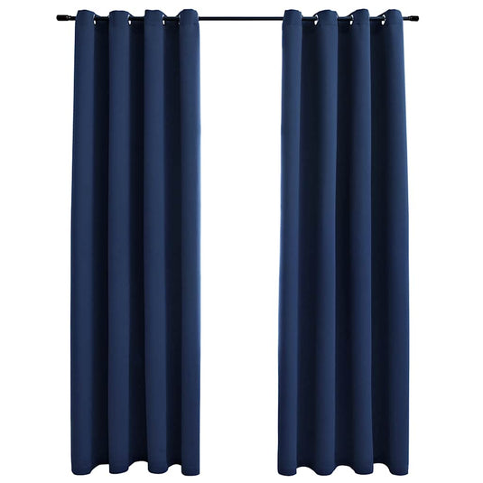 Vidaxl gordijn verduisterend met metalen ringen 2 st 140x225 cm blauw