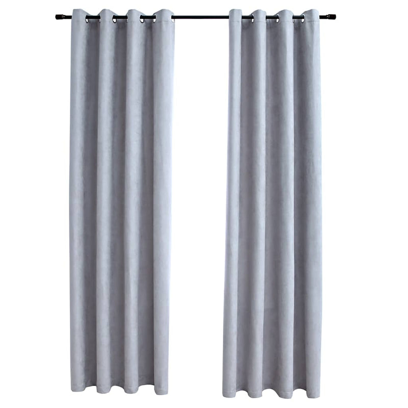 Load image into Gallery viewer, Vidaxl gordijn verduisterend met metalen ringen 2 st 140x225 cm grijs
