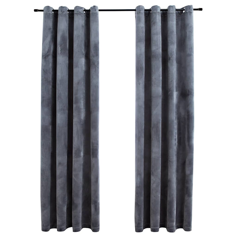 Load image into Gallery viewer, Vidaxl gordijn verduisterend met ringen 2 st 140x225 cm fluweel grijs
