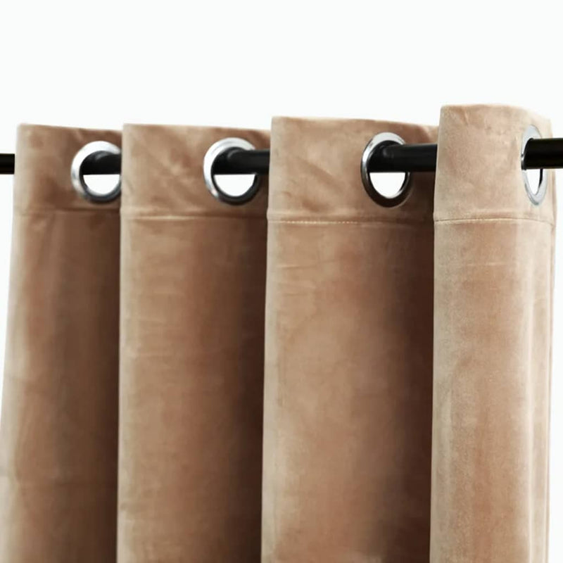 Load image into Gallery viewer, Vidaxl gordijn verduisterend met ringen 2 st 140x225 cm fluweel beige
