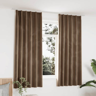 Vidaxl gordijnen verduisterend 2 st met haken 140x175 cm fluweel beige