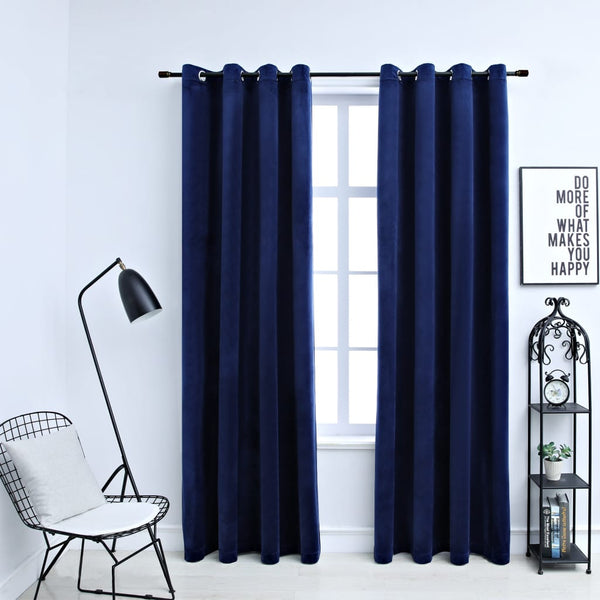 VidaXL Gordijn verduisterend met ringen 2 st 140x175 cm fluweel blauw