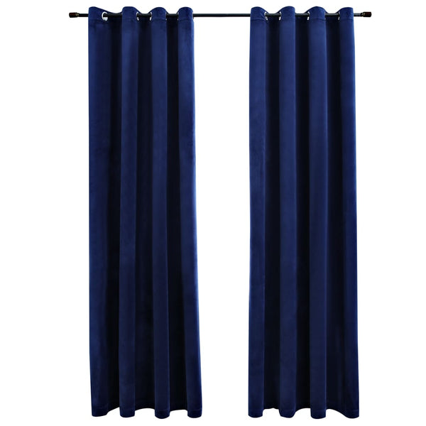 VidaXL Gordijn verduisterend met ringen 2 st 140x225 cm fluweel blauw