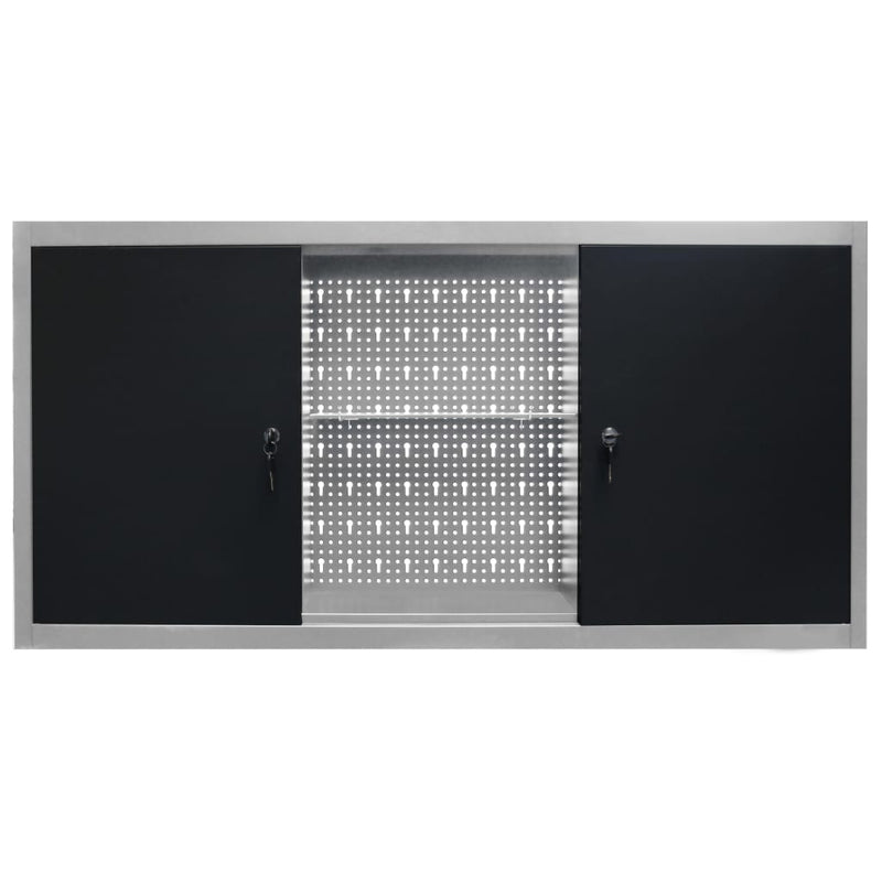 Load image into Gallery viewer, Vidaxl gereedschapskast voor aan de wand metaal grijs en zwart
