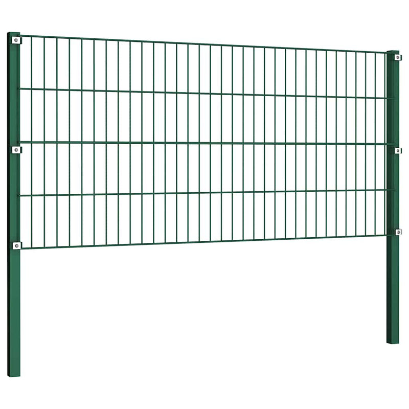 Afbeelding laden in galerijviewer, Vidaxl schuttingpaneel met palen ijzer 349x80 cm groen
