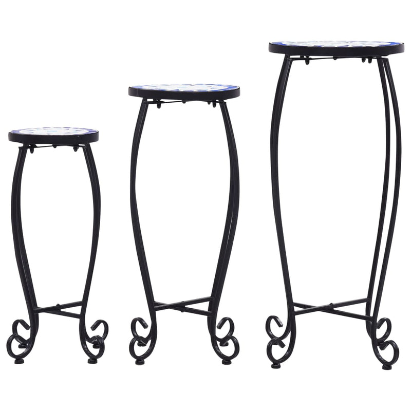 Load image into Gallery viewer, Vidaxl bijzettafels mozaïek 3 st keramiek blauw en wit
