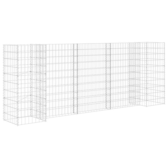Vidaxl gabion plantenbak h-vormig 260x40x100 cm staaldraad