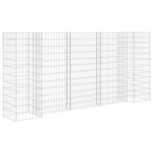 Vidaxl gabion plantenbak h-vormig 260x40x120 cm staaldraad
