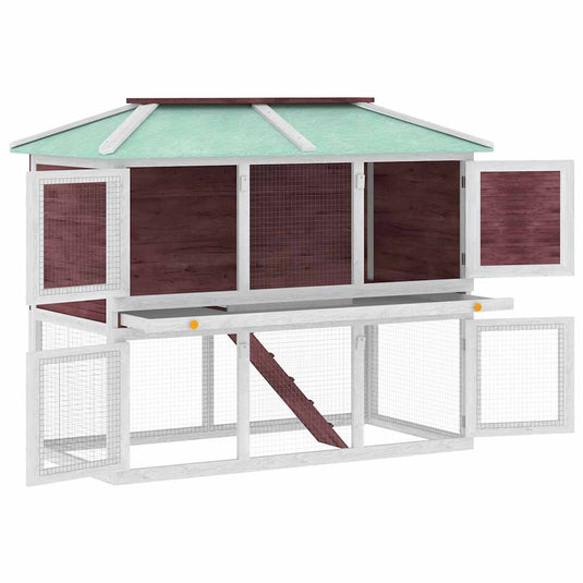 Vidaxl konijnenhok twee verdiepingen hout bruin