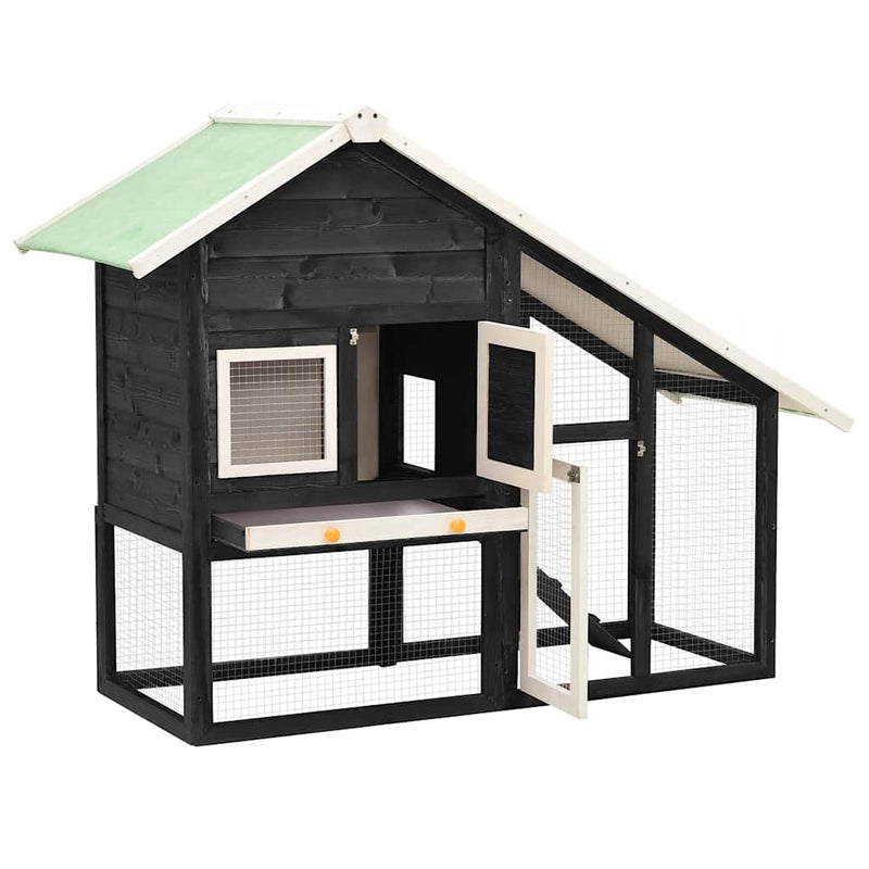 Load image into Gallery viewer, Vidaxl konijnenhok 140x63x120 cm massief vurenhout grijs en wit
