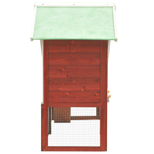 Vidaxl konijnenhok 140x63x120 cm massief vurenhout rood en wit