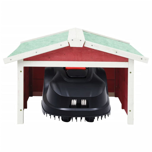 VidaXL Overkapping voor grasmaaier 72x87x50 cm vurenhout rood en wit