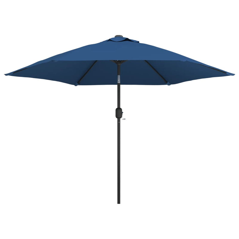 Load image into Gallery viewer, Vidaxl parasol met led-verlichting en stalen paal 300 cm azuurblauw
