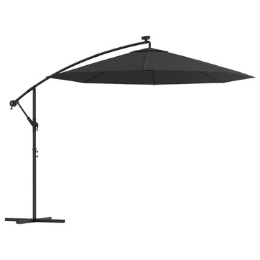 Vidaxl zweefparasol met led en stalen paal 300 cm zwart