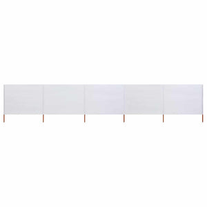 Vidaxl windscherm 5-panelen 600x80 cm stof zandwit