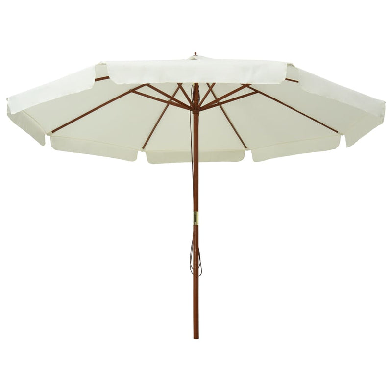 Afbeelding laden in galerijviewer, Vidaxl parasol met houten paal 330 cm zandwit
