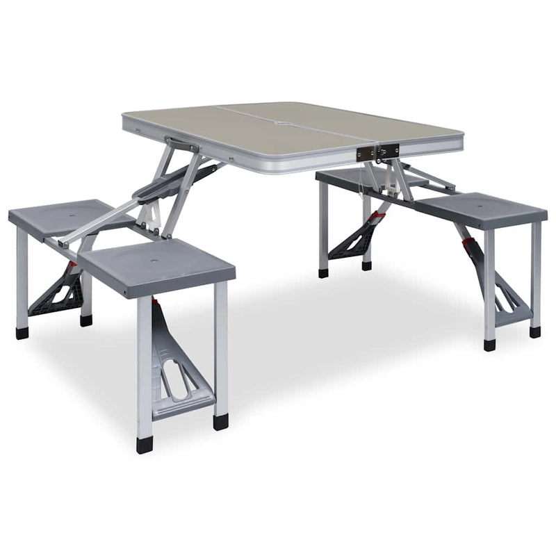 Load image into Gallery viewer, Vidaxl campingtafel inklapbaar met 4 zitjes staal en aluminium
