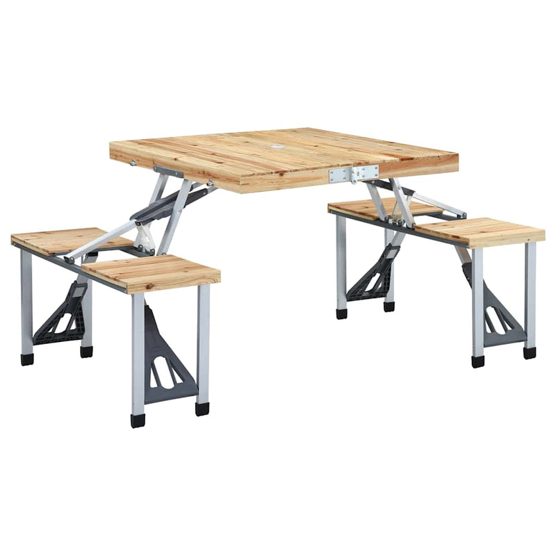 Load image into Gallery viewer, Vidaxl campingtafel inklapbaar met 4 zitjes staal en aluminium
