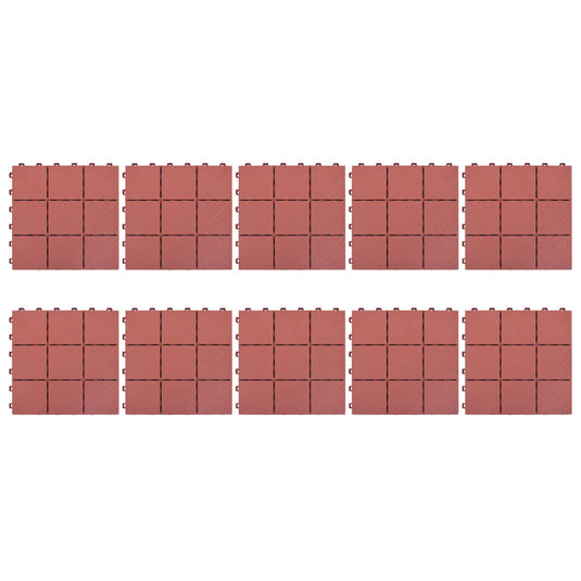 Vidaxl terrastegels 10 st 30,5x30,5 cm kunststof rood