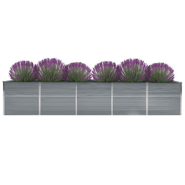 Vidaxl plantenbak verhoogd 400x80x77 cm gegalvaniseerd staal grijs