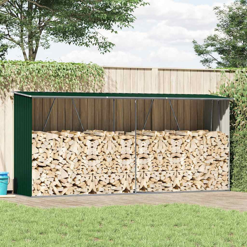 Load image into Gallery viewer, Vidaxl haardhoutschuur 330x84x152 cm gegalvaniseerd staal groen
