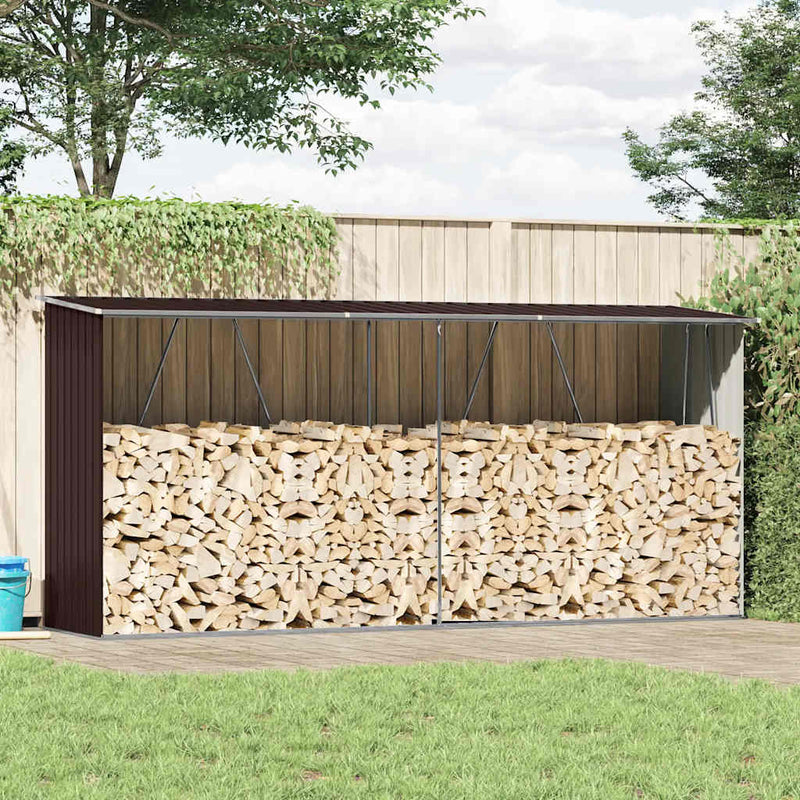 Load image into Gallery viewer, Vidaxl haardhoutschuur 330x84x152 cm gegalvaniseerd staal bruin
