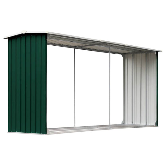 Vidaxl haardhoutschuur 330x92x153 cm gegalvaniseerd staal groen