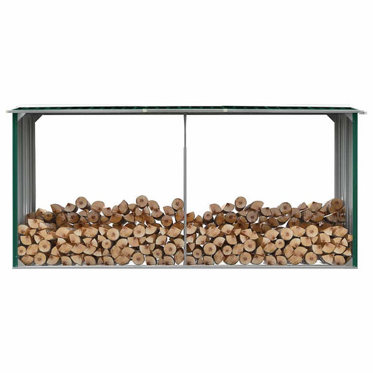 Vidaxl haardhoutschuur 330x92x153 cm gegalvaniseerd staal groen