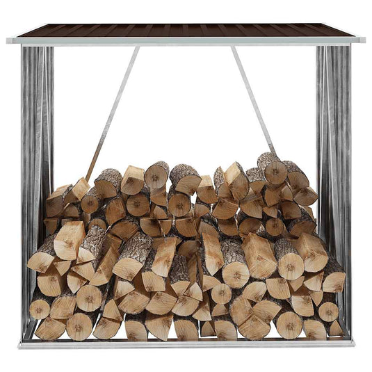 Vidaxl haardhoutschuur 163x83x154 cm gegalvaniseerd staal bruin
