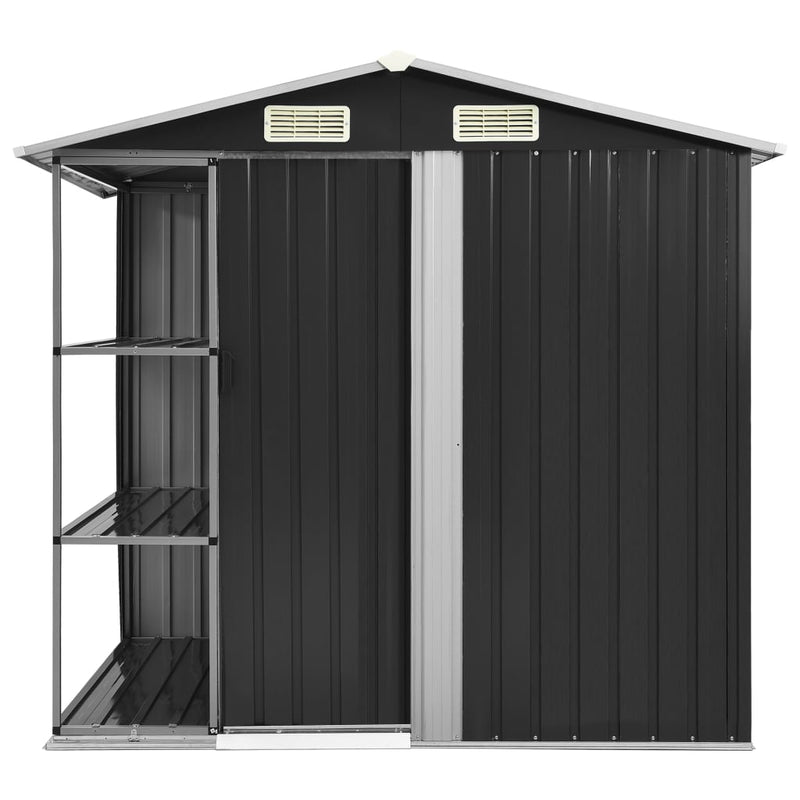 Load image into Gallery viewer, VidaXL Tuinschuur met rek 205x130x183 cm ijzer antraciet
