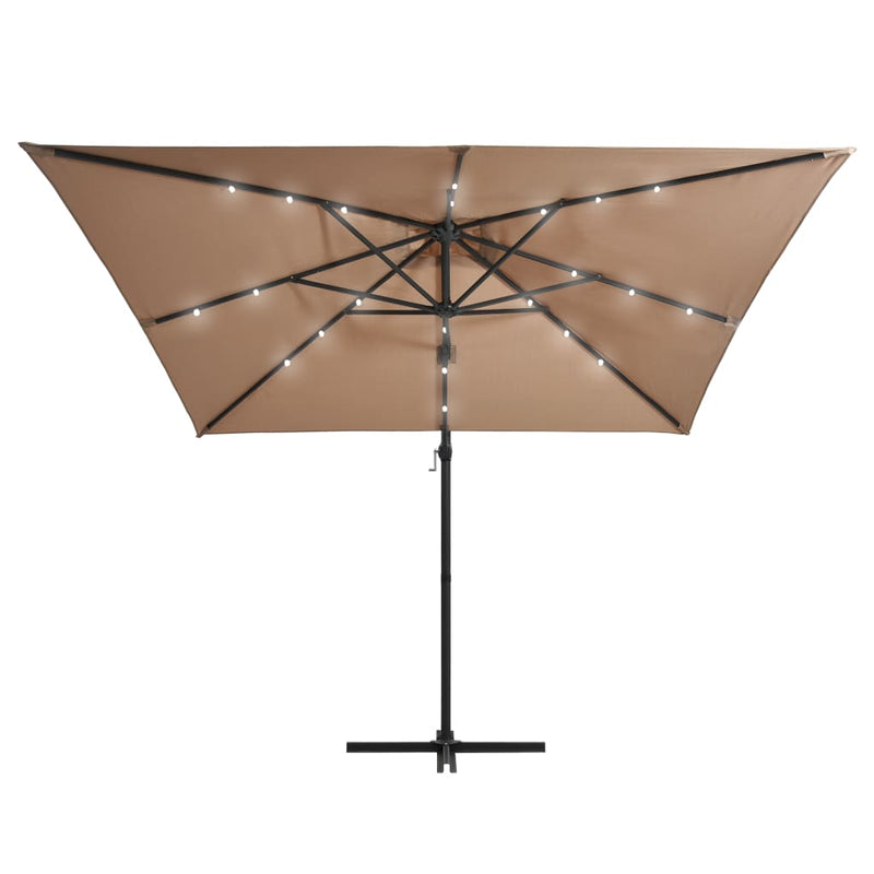 Load image into Gallery viewer, Vidaxl zweefparasol met led en stalen paal 250x250 cm taupe
