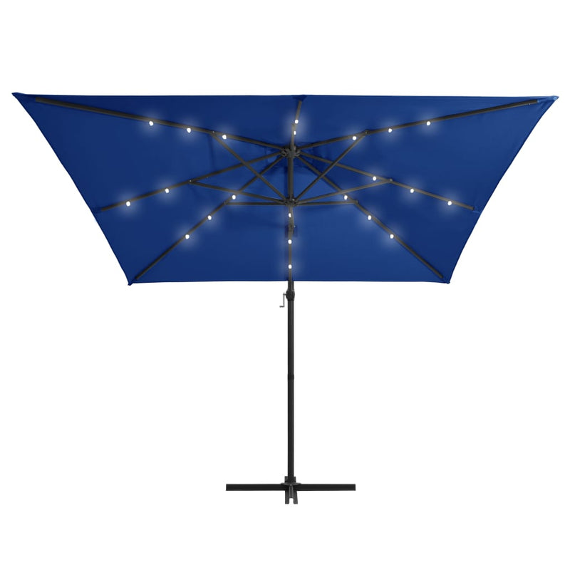 Load image into Gallery viewer, Vidaxl zweefparasol met led en stalen paal 250x250 cm azuurblauw
