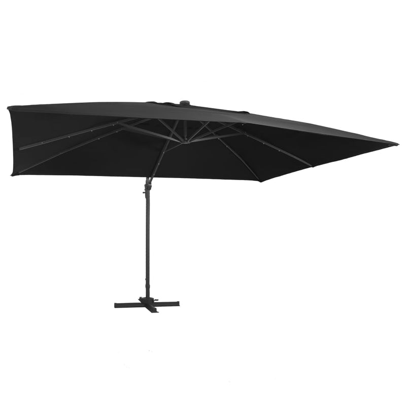 Afbeelding laden in galerijviewer, Vidaxl zweefparasol met led-verlichting en paal 400x300 cm zwart

