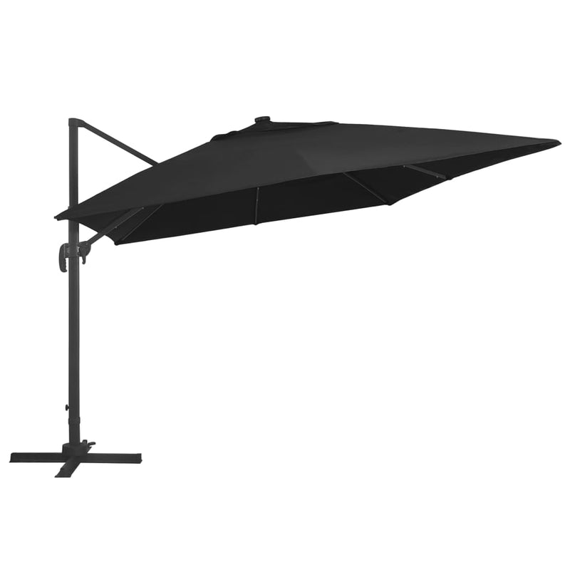 Afbeelding laden in galerijviewer, Vidaxl zweefparasol met led-verlichting en paal 400x300 cm zwart
