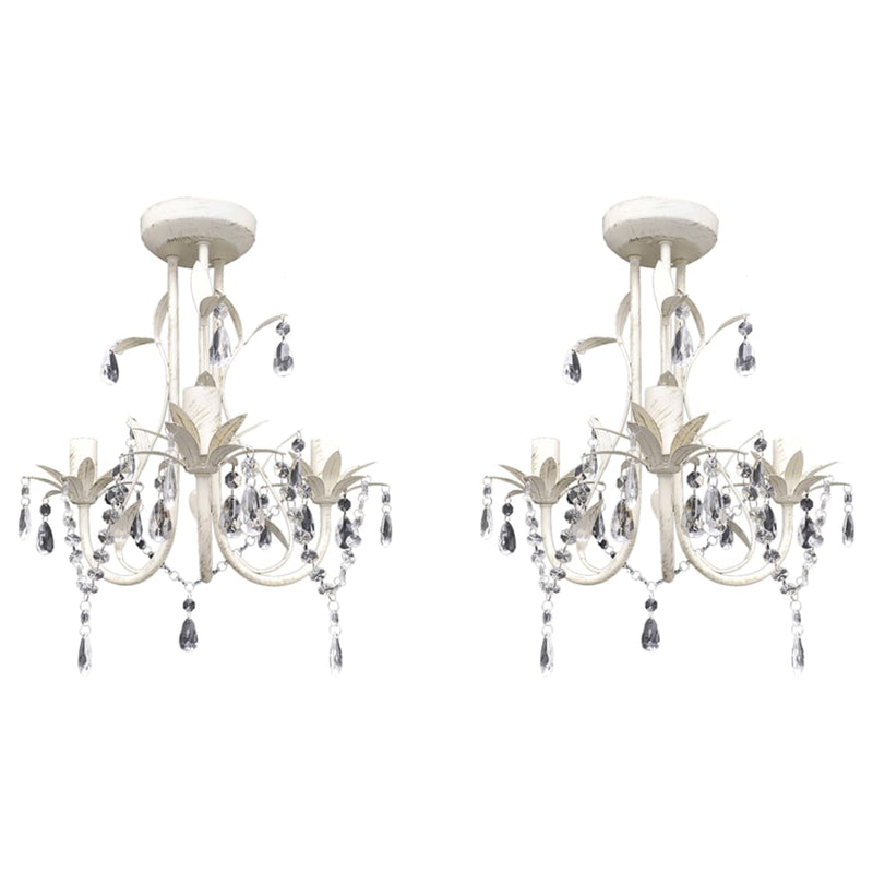 Load image into Gallery viewer, Vidaxl kroonluchters kristal 2 st elegant wit
