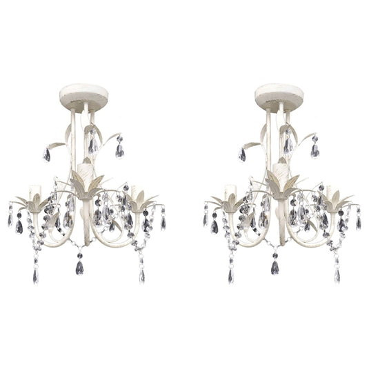 Vidaxl kroonluchters kristal 2 st elegant wit