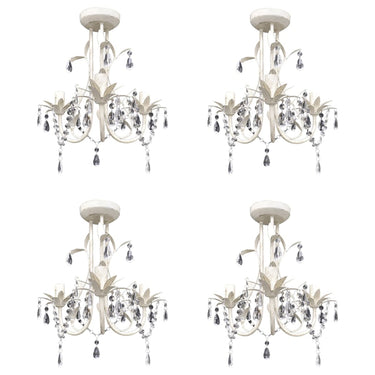 Vidaxl kroonluchters kristal 4 st elegant wit