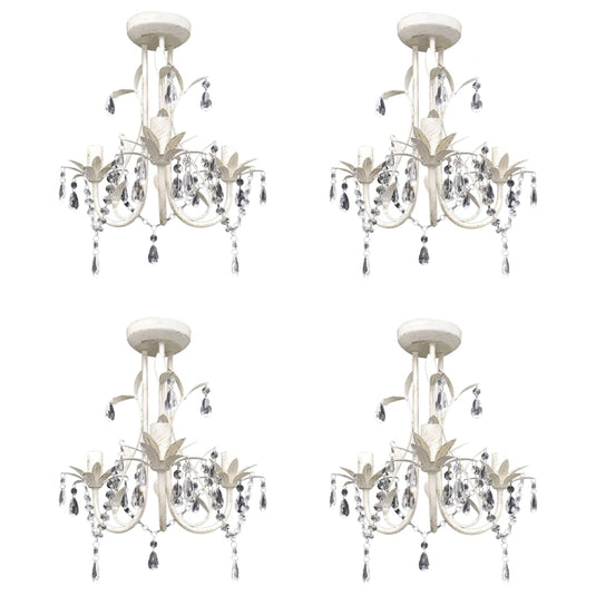 Vidaxl kroonluchters kristal 4 st elegant wit