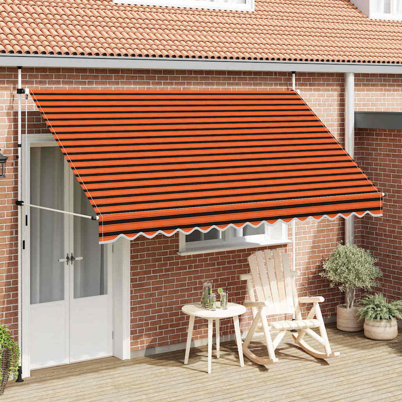 Load image into Gallery viewer, Vidaxl luifel handmatig uittrekbaar 350 cm oranje en bruin

