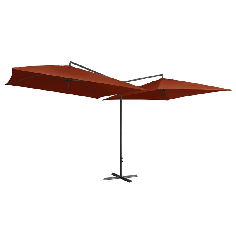 Load image into Gallery viewer, Vidaxl parasol dubbel met stalen paal 250x250 cm terracottakleurig
