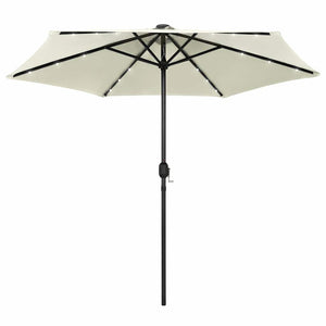 Vidaxl parasol met led-verlichting en aluminium paal 270 cm zandwit
