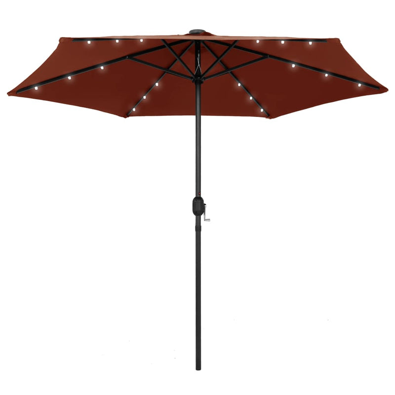 Load image into Gallery viewer, VidaXL Parasol met LED-verlichting en aluminium paal 270 cm terracotta
