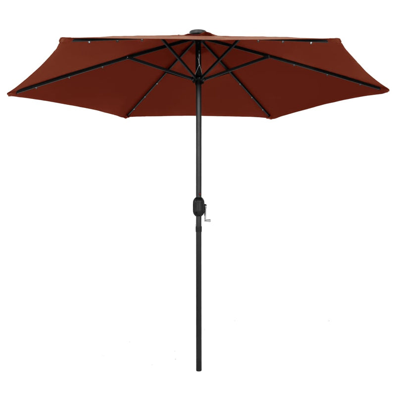 Load image into Gallery viewer, VidaXL Parasol met LED-verlichting en aluminium paal 270 cm terracotta
