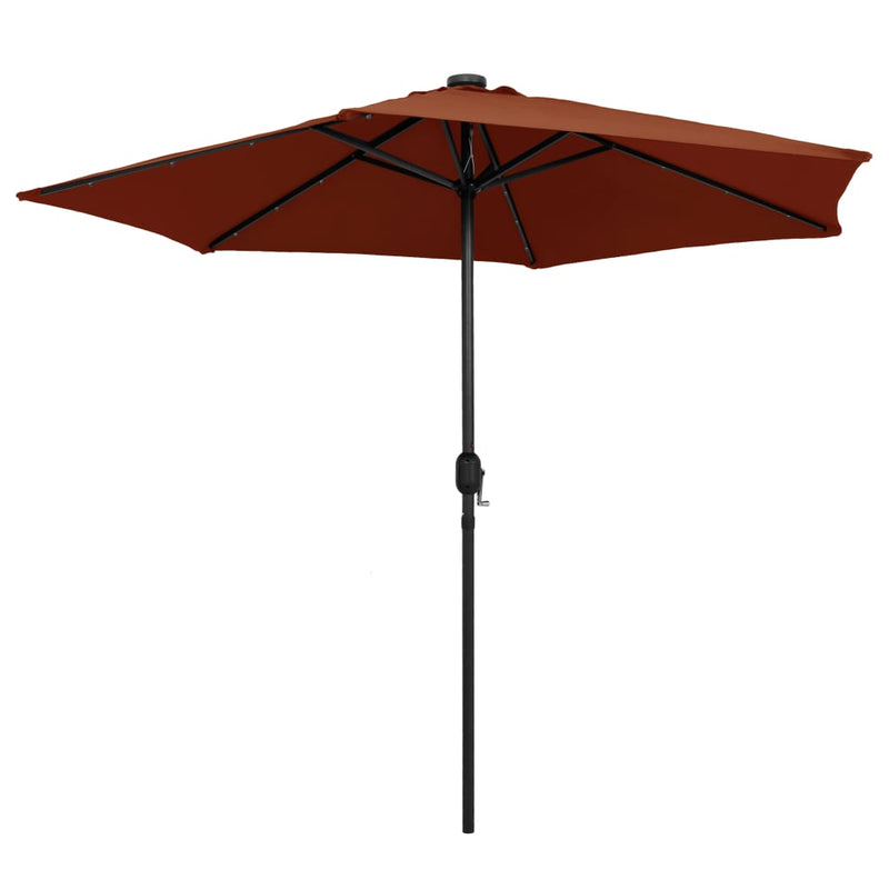 Load image into Gallery viewer, VidaXL Parasol met LED-verlichting en aluminium paal 270 cm terracotta
